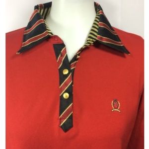 Tommy Hilfiger Women's Red / Striped Collar Large